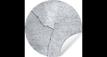 WallCircle - Muurstickers - Behangcirkel - Beton - Scheur - Grijs - ⌀ 30 cm - Muurcirkel - Zelfklevend - Ronde Behangsticker