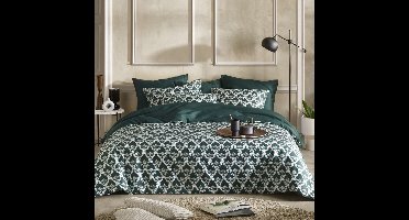 De Witte Lietaer Dekbedovertrek Katoen Satijn Rococo - Eenpersoons - 140 x 200/220 cm - Groen