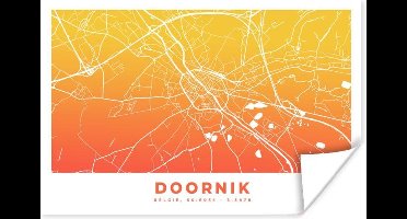 Poster Stadskaart - Doornik - België - Oranje - 30x20 cm - Plattegrond