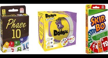 Spellenbundel - 3 Stuks - Dobble Classic & Phase 10 & Skip-Bo