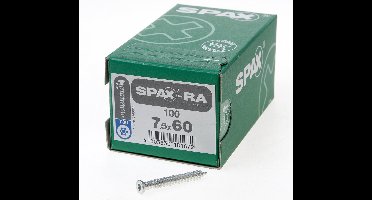 Spax - Kozijnschroeven - Torx 30 Platkop - 7,5 x 60mm - Voldraad - WIROX (100 stuks)