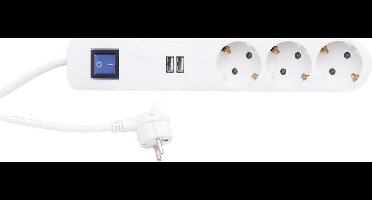 REV 0014348100 Stekkerdoos met schakelaar 3-voudig Wit, Grijs Randaarde stekker 1 stuk(s)