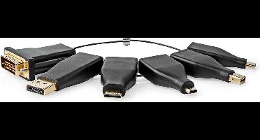 Nedis HDMI-Adapter - DisplayPort Male / DVI-D 24+1-Pins Male / HDMI Micro-Connector / HDMI Mini-Connector / Mini-DisplayPort Male / USB-C Male - HDMI Output - Verguld - Recht - PVC - Zwart