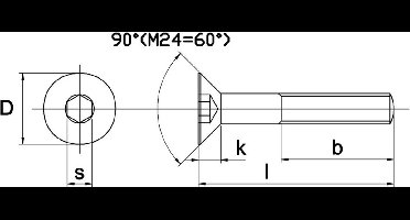 Inbusbout Din7991 10.9 Vk M5X20Mm Zwart - 500 stuks