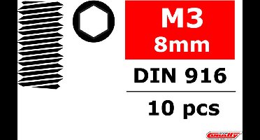 Team Corally - Staal stelschroeven M3 x 8mm - Binnenzeskant - 10 st