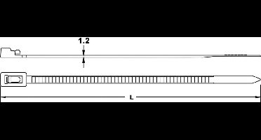 TRU COMPONENTS 1592882 TC-HVCR250BK203 Kabelbinder 250 mm 7.60 mm Zwart Hersluitbaar 100 stuk(s)
