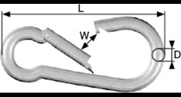 dörner + helmer 4915064 Karabijnhaak roestvrij staal A2 6 mm x 60 mm 20 stuk(s)