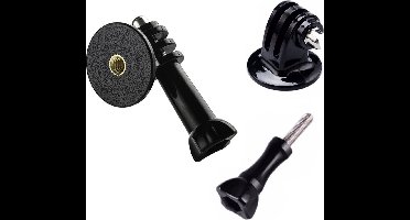 MOJOGEAR GoPro-mount met schroef — Geschikt voor o.a. GoPro / DJI — 1/4 inch schroefgat — Zwart