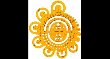 Aristo afrondingssjabloon - afmetingen 162x162mm - radiussen 0.5 tot 40mm - oranje transparant - AR-5020