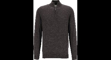 Profuomo Half Zip Pullover Merinowol Donkerbruin - Maat S - Heren - Quarter zip