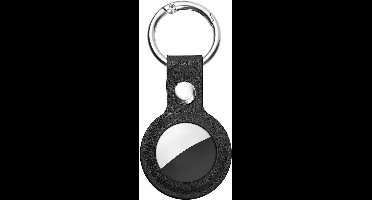 Sander Shop Beschermhoes voor Apple Airtags, geel PU lederen sleutelhanger, AirTags-houder, AirTags-trackerhoes, luchtetikethouder, halsband tracker voor honden en katten, locator zwart