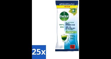 25 x Dettol - Multi-Reinigingsdoekjes - Desinfecterend - Zonder Bleek & Geurstoffen - Biologisch Afbreekbaar - 80 Doekjes - Reinigingsdoekjes - Keukenvet Verwijderen - Hygiëne - Vuil Verwijderen - Desinfecterend