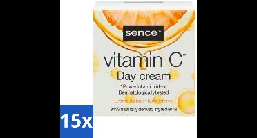 15 x Sence - Vitamine C - Dagcrème - Stralende Huid - 50 ml - Vitamine C Crème - Stralende Huid - Huidveroudering - Collageen - Antioxidant
