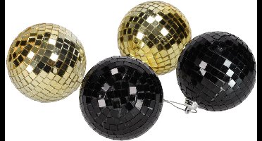 Goud en zwarte disco kerstballen (set 4) - Jens Living