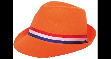 Folat - Oranje Trilby Hoed met rood-wit-blauwe band - WK voetbal 2026 - WK voetbal versiering - WK voetbal outfit - Nederland WK