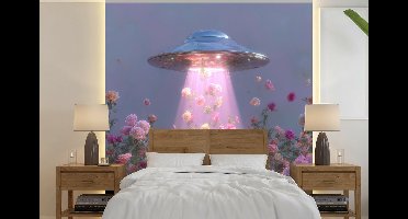 Behang - Fotobehang Ufo - Rozen - Pastelkleuren - Breedte 240 cm x hoogte 240 cm
