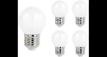 Spectrum LED Kogellamp E27 - 5.5W - 230V - 610 Lumen - 2700K Warm Wit - Ø45mm - Voor Tafellamp, Nachtlampje of Wandlamp - 5 stuks