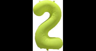 Riethmüller - Folieballon cijfer 2 - neon geel - 86 cm