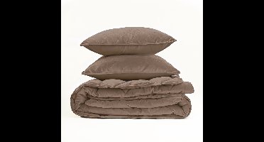 Sleeptime 2 in 1 Velvet Dekbed zonder Overtrek Dekbed - Dekbed inclusief slopen - 240 x 200 - Taupe/Bruin