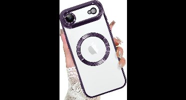 Magsafe Hoesje Geschikt voor iPhone Air hoesje Transparant / Paars - Lens beschermer – backcover