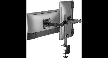 LogiLink Doppel-Monitorarm, Armlänge: 376 mm, schwarz mit Tischklemme, Tragkraft: je 9 kg, aus schwarzem Stahl, - 1 Stü