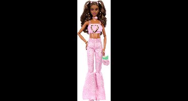 Barbie Deluxe Stijl - Roze Denim Croptop en Bruin Haar - Modepop