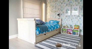 Rockwood® Kinderbed Daan met lattenbodem en 2 opberglades grey wash