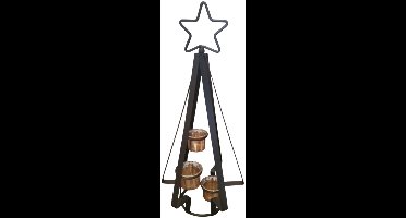 Mica Decorations kerst boom kandelaar zwart H49,5xD22,5cm