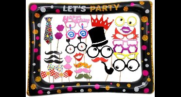 Photobooth Rekwisieten Set 32-delig – Incl. XXL Opblaasbare Fotolijst – Foto Props voor Verjaardag, Bruiloft, Babyshower & Feest