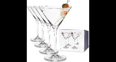 Martini Glazen Set Van 4 - 207 ML Loodvrij Kristal - Europees Gemaakt Cocktailglazen - Elegant Glaswerk Voor Martini En Cocktails