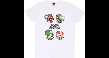 Super Mario Circles T-Shirt MRO01133TSW White-2XL