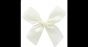 Ivoor satijnen strikje met plakker - 6x6cm / 200st.