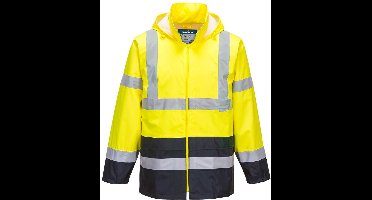 Portwest Hi-Vis Klassiek Tweekleuren Regenjack H443 - Geel/Marine - XXXL