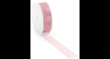 Oudroze voile lint voor decoratie en creatief gebruik - 38 mm / 25 mtr.