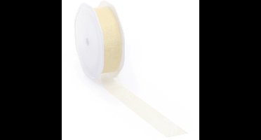Zacht geel voile lint voor creatieve projecten en decoratie - 25 mm / 25 mtr.