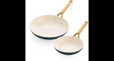 GreenPan Padova Koekenpannenset - Keramisch - 2-delig - 26 en 30cm - PFAS-vrij - Inductie koekenpannenset - Ovenbestendig tot 200°C - Vaatwasserbestendig - RVS handgrepen – Dennengroen