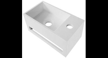 Toiletfontein - Lonis - Solid Surface - Handdoekhouder en Kraangat Rechts - Wit 35.8x20.5x15.7 cm