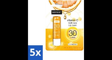 5 x Sence - Soft Care Vitamin C - Lippenbalsem - Hydraterend - 4,3 g - Vitamine C Lippenbalsem - Hydraterende Lippenbalsem - Verzorgde Lippen - Droge Lippen Herstel - Lippenbescherming