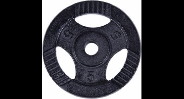 Gorilla Sports Gewichtsschijf - Halterschijf - 5 kg - Gripper Gietijzer zwart - 30 mm