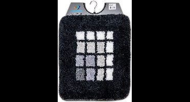 Wicotex - Bidetmat - WC mat - Toiletmat Zwart met witte blokjes - Antislip onderkant - Afmeting 50x60cm