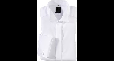 OLYMP Luxor modern fit overhemd - smoking overhemd - wit - gladde stof met wing kraag - Strijkvrij - Boordmaat: 40