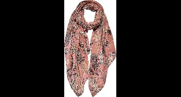 Juleeze Sjaal Dames Print 90x180 cm Roze Bladeren Shawl Dames