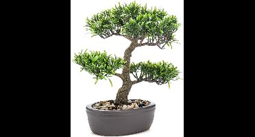 Emerald Kunstplant Bonsai boompje - groen - in pot - 32 cm