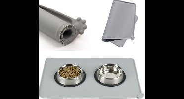 *** Placemat voor Voerbak van Hond/Kat - Grijs Siliconen" - van Heble® ***