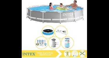 Intex Prism Frame Zwembad - Opzetzwembad - 366x76 cm - Inclusief Solarzeil Pro, Onderhoudspakket, Zwembadpomp, Filter en Stofzuiger