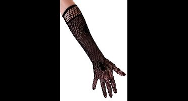 Nethandschoenen met spinnen zwart - Halloween horror griezel spin festival spinnen net handschoen