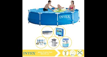 Intex Metal Frame Zwembad - Opzetzwembad - 305x76 cm - Inclusief Afdekzeil, Onderhoudspakket, Zwembadpomp, Filter en Zwembadtegels