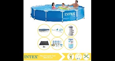 Intex Metal Frame Zwembad - Opzetzwembad - 366x76 cm - Inclusief Afdekzeil, Onderhoudspakket, Filter, Onderhoudsset en Solar Mat