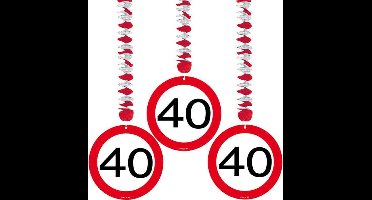 Folat - Hangdecoratie verkeersbord 40 (3 stuks)