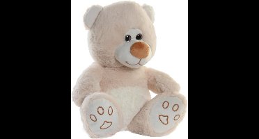 Items speelgoed Teddybeer knuffeldier - zachte pluche - 30 cm zittend - beige
